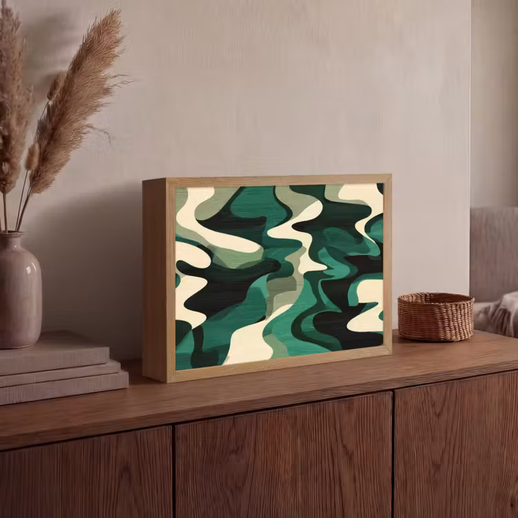 Abstract - Camouflage - Groen Light Box met batterij (Wandlamp) middel -sfeer2