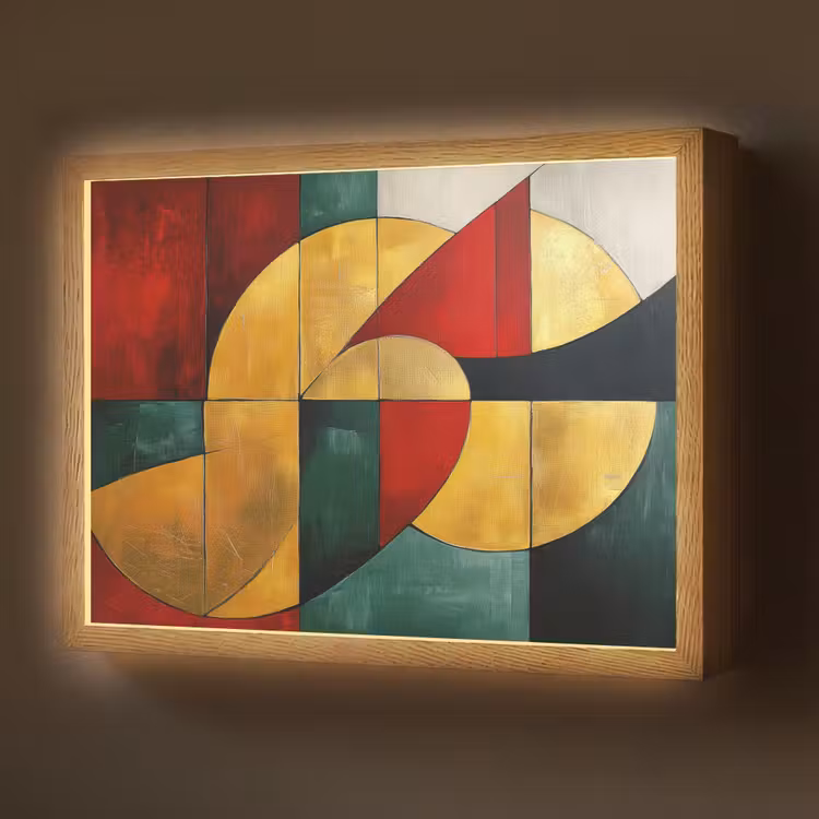 Abstract - Kerst - Goud - Rood - Groen Light Box met batterij (Wandlamp) middel -z3d_website