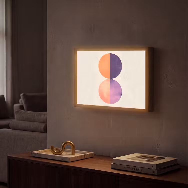 Abstract - Cirkels - Paars Light Box met batterij (Wandlamp) middel -sfeer1