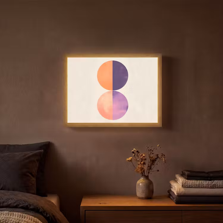 Abstract - Cirkels - Paars Light Box met batterij (Wandlamp) middel -sfeer4