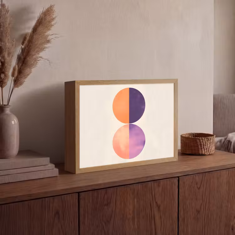 Abstract - Cirkels - Paars Light Box met batterij (Wandlamp) middel -sfeer2