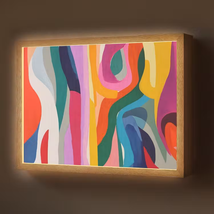 Abstract - Kleurrijk - Golven - Lijnen Light Box met batterij (Wandlamp) middel -z3d_website