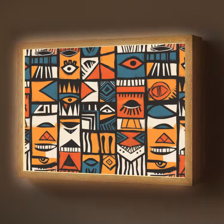 Abstract - Gezichten - Mozaïek Light Box met batterij (Wandlamp) middel -z3d_website