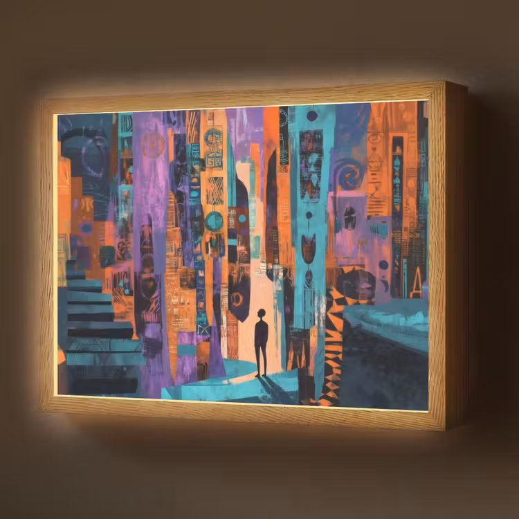 Abstract - Figuren - Kleurrijk Light Box met batterij (Wandlamp) middel -z3d_website