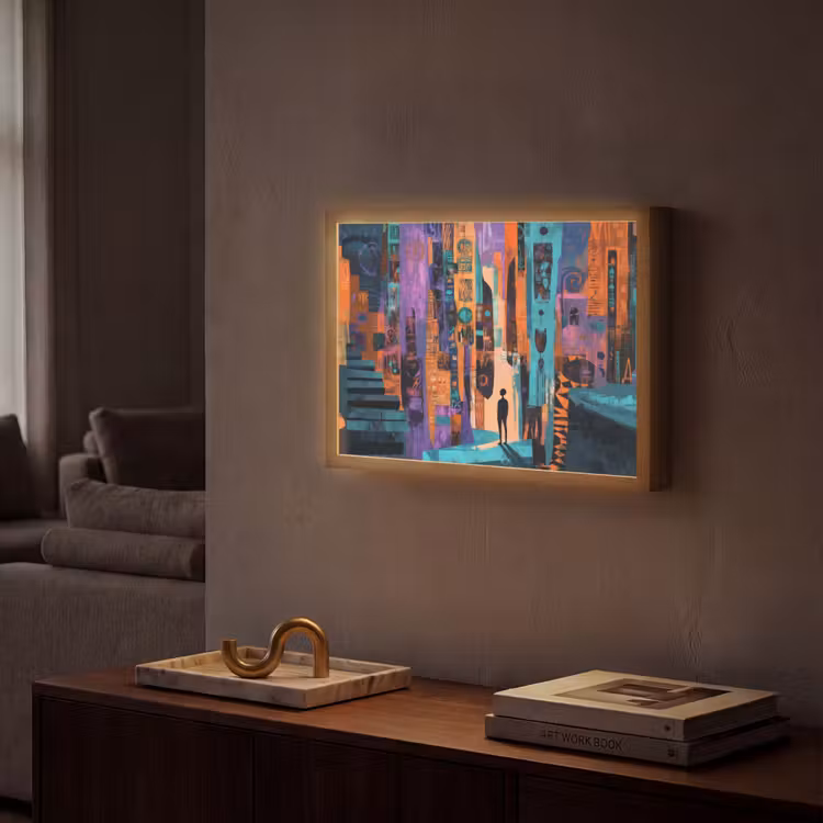 Abstract - Figuren - Kleurrijk Light Box met batterij (Wandlamp) middel -sfeer1