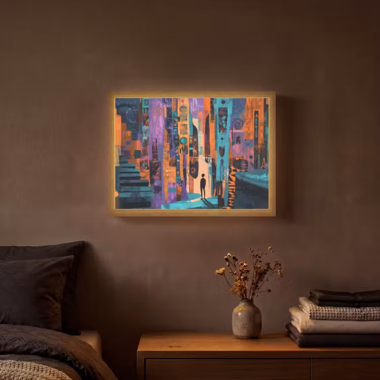 Abstract - Figuren - Kleurrijk Light Box met batterij (Wandlamp) middel -sfeer4