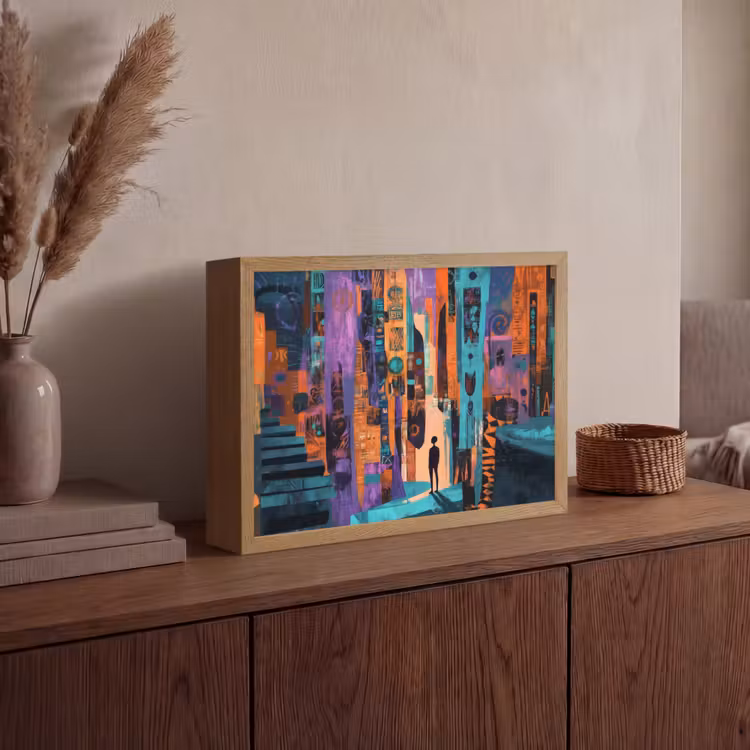 Abstract - Figuren - Kleurrijk Light Box met batterij (Wandlamp) middel -sfeer2