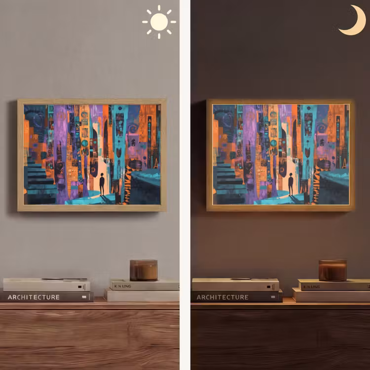 Abstract - Figuren - Kleurrijk Light Box met batterij (Wandlamp) middel -sfeer3