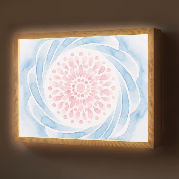 Abstract - Bloemvorm - Aquarel - Roze - Blauw Light Box met batterij (Wandlamp) middel -z3d_website