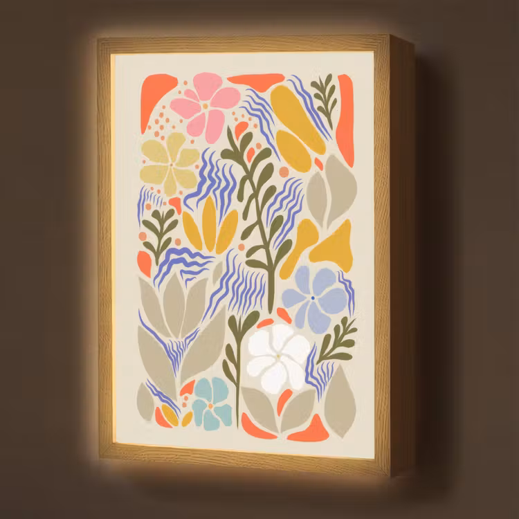 Abstract - Bloemen - Bladeren Light Box met batterij (Wandlamp) middel -z3d_website