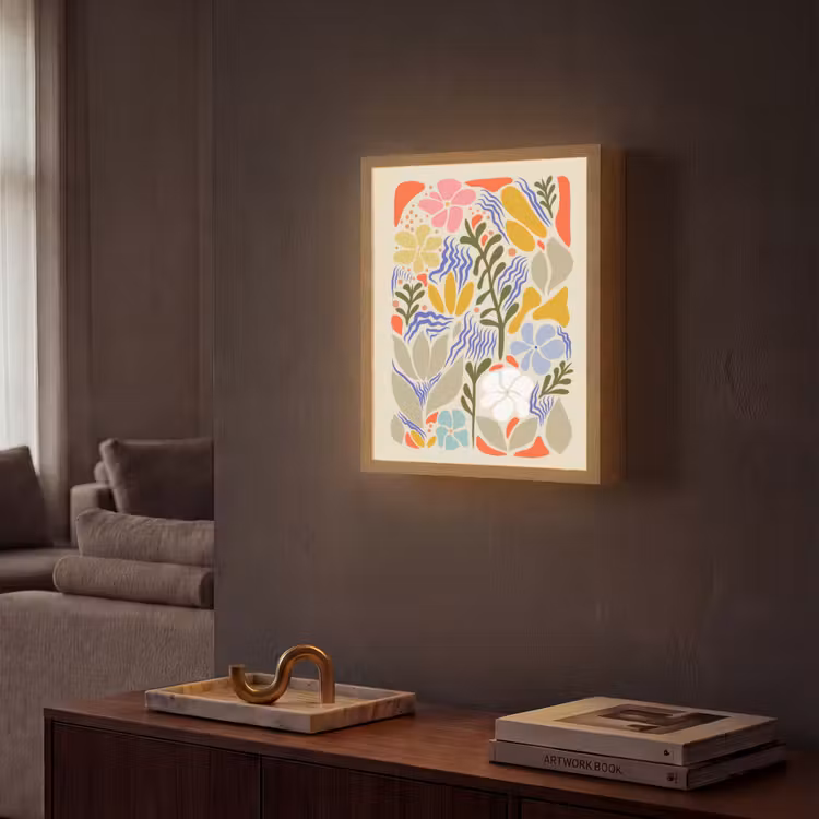 Abstract - Bloemen - Bladeren Light Box met batterij (Wandlamp) middel -sfeer1