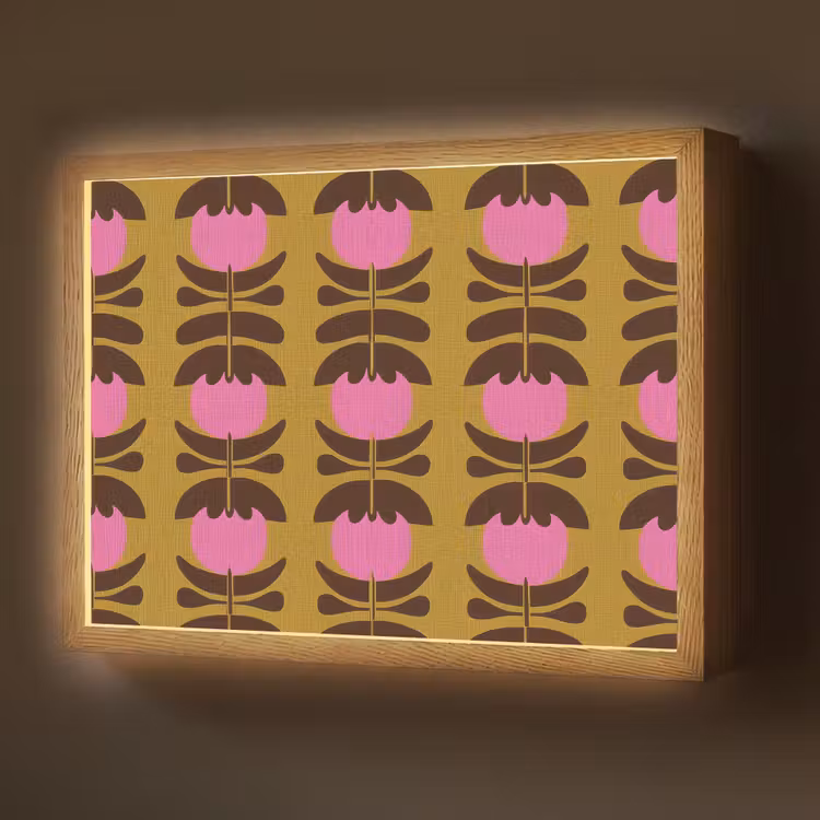Abstract - Bloemen - Roze Light Box met batterij (Wandlamp) middel 907 -z3d_website
