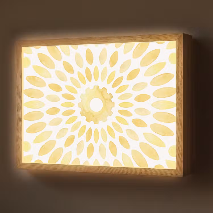 Abstract - Geometrisch - Stralend - Geel Light Box met batterij (Wandlamp) middel -z3d_website