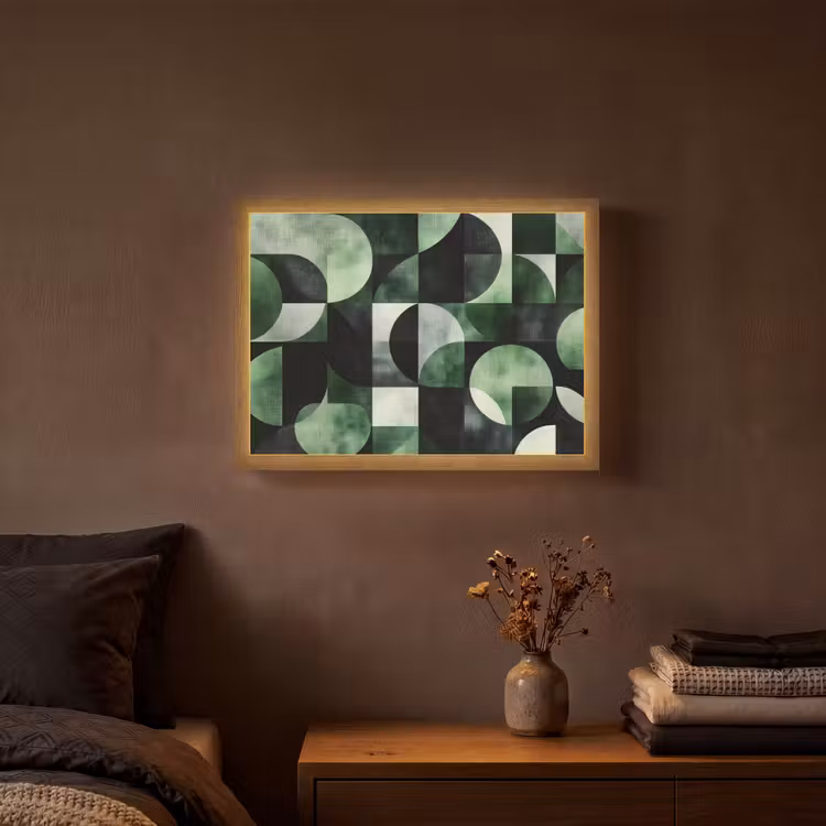 Abstract - Groen - Vormen Light Box met batterij (Wandlamp) middel -sfeer4
