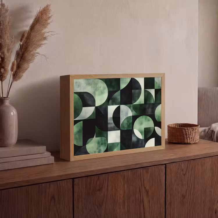 Abstract - Groen - Vormen Light Box met batterij (Wandlamp) middel -sfeer2