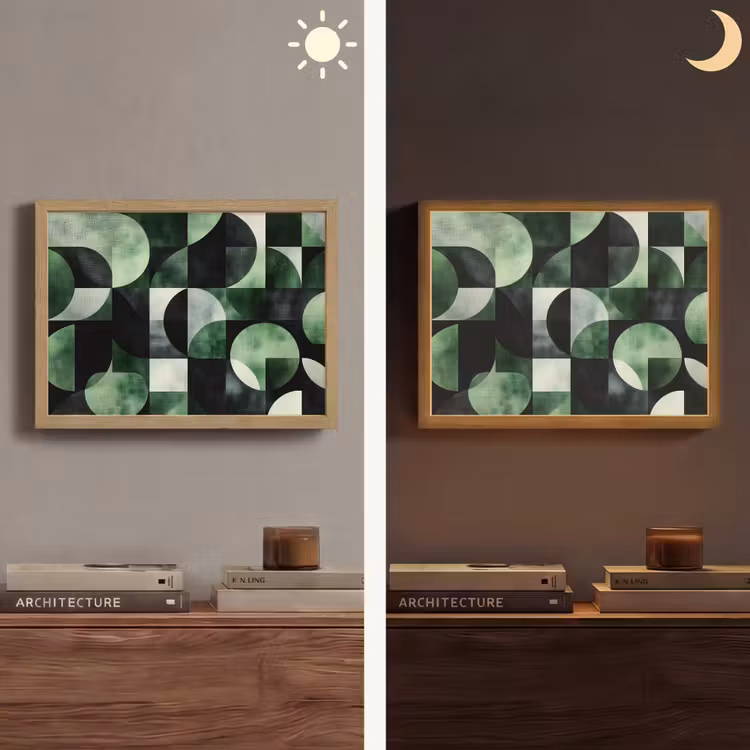 Abstract - Groen - Vormen Light Box met batterij (Wandlamp) middel -sfeer3