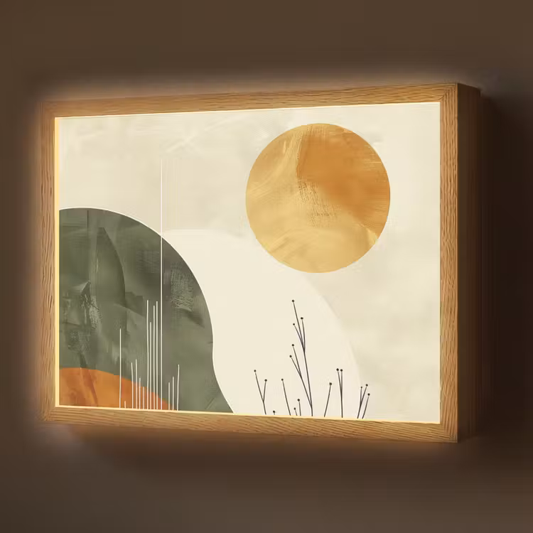 Abstract - Landschap - Zon - Kunst Light Box met batterij (Wandlamp) middel -z3d_website