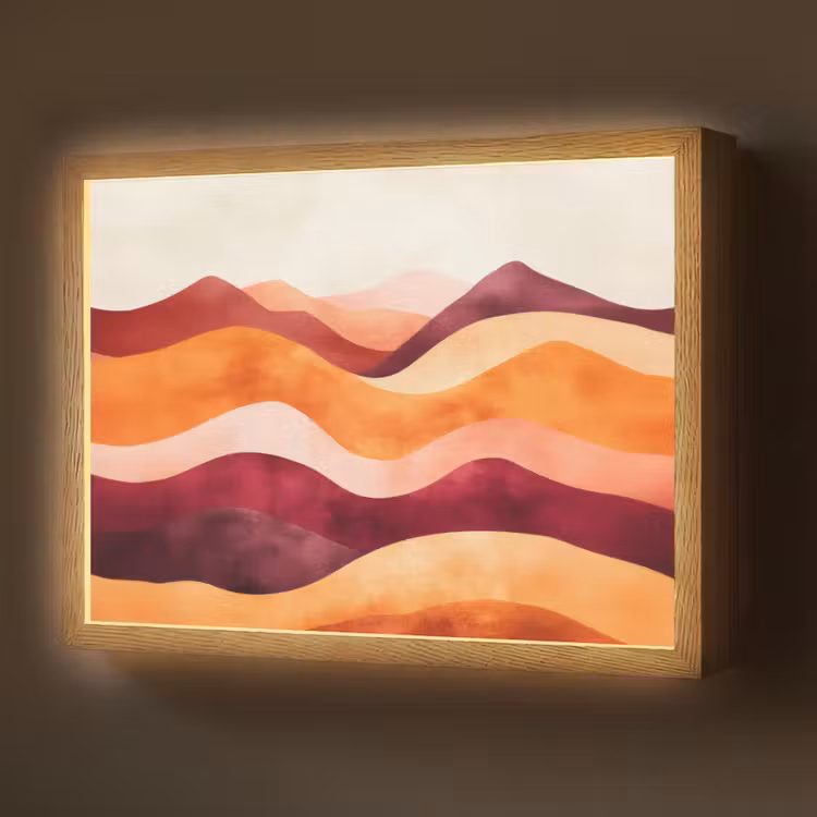 Abstract - Landschap - Golven Light Box met batterij (Wandlamp) middel -z3d_website