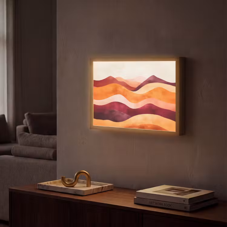 Abstract - Landschap - Golven Light Box met batterij (Wandlamp) middel -sfeer1