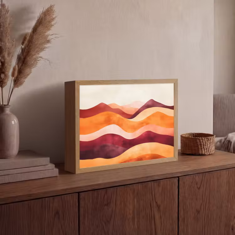 Abstract - Landschap - Golven Light Box met batterij (Wandlamp) middel -sfeer2