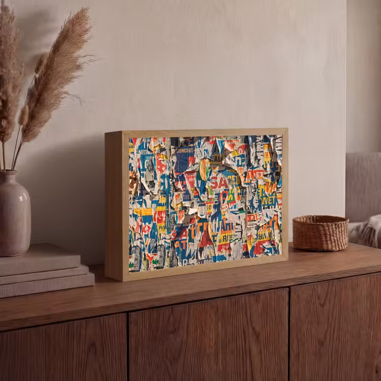 Abstract - Gelaagd papier - Urban - Modern - Kleurrijk Light Box met batterij (Wandlamp) middel -sfeer2