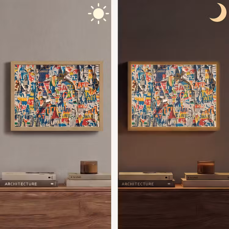 Abstract - Gelaagd papier - Urban - Modern - Kleurrijk Light Box met batterij (Wandlamp) middel -sfeer3