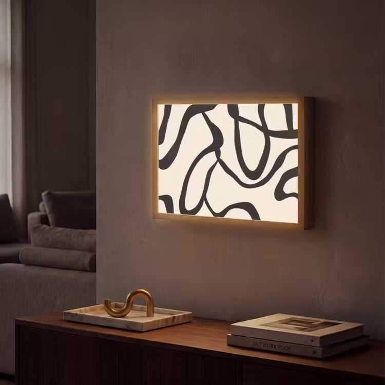 Abstract - Lijnen - Modern - Beige Light Box met batterij (Wandlamp) middel -sfeer1