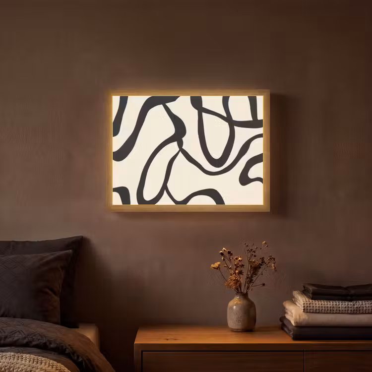 Abstract - Lijnen - Modern - Beige Light Box met batterij (Wandlamp) middel -sfeer4