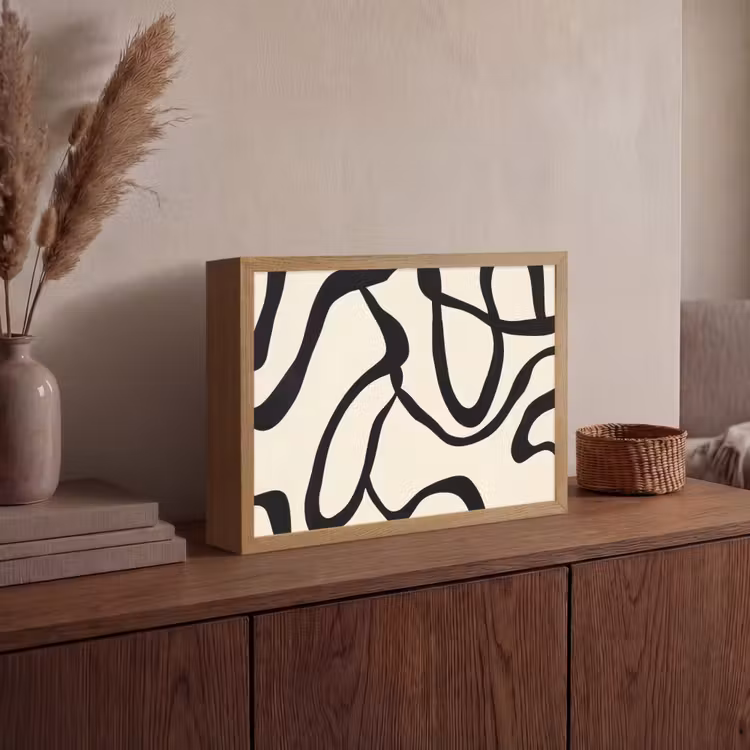 Abstract - Lijnen - Modern - Beige Light Box met batterij (Wandlamp) middel -sfeer2