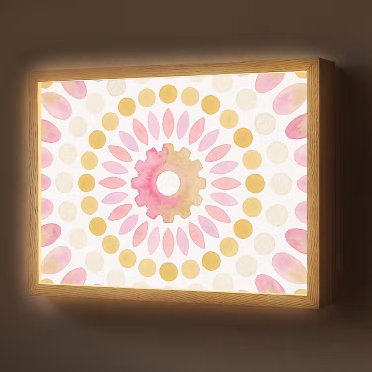 Abstract - Mandala - Kunst - Modern - Roze Light Box met batterij (Wandlamp) middel -z3d_website