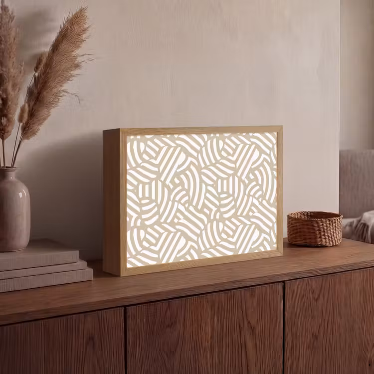 Abstract - Modern - Beige Light Box met batterij (Wandlamp) middel 907 -sfeer2