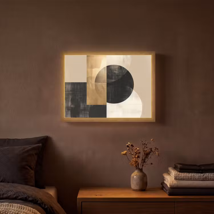 Abstract - Modern - Zwart - Goud Light Box met batterij (Wandlamp) middel -sfeer4