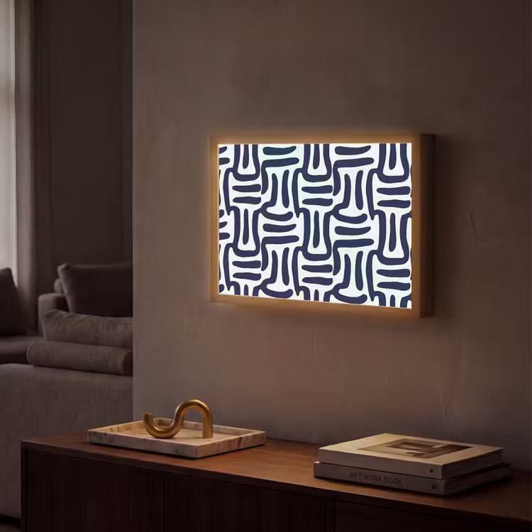 Abstract - Modern - Blauw Light Box met batterij (Wandlamp) middel 907 -sfeer1