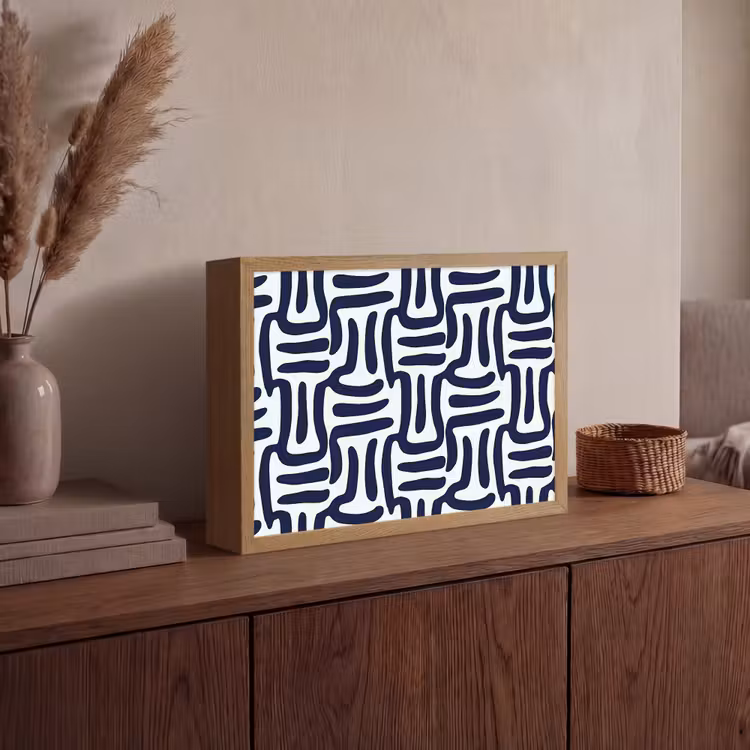 Abstract - Modern - Blauw Light Box met batterij (Wandlamp) middel 907 -sfeer2