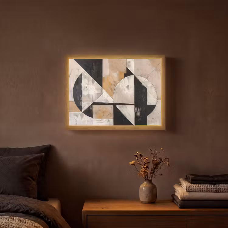 Abstract - Modern - Geometrisch - Pastel Light Box met batterij (Wandlamp) middel -sfeer4