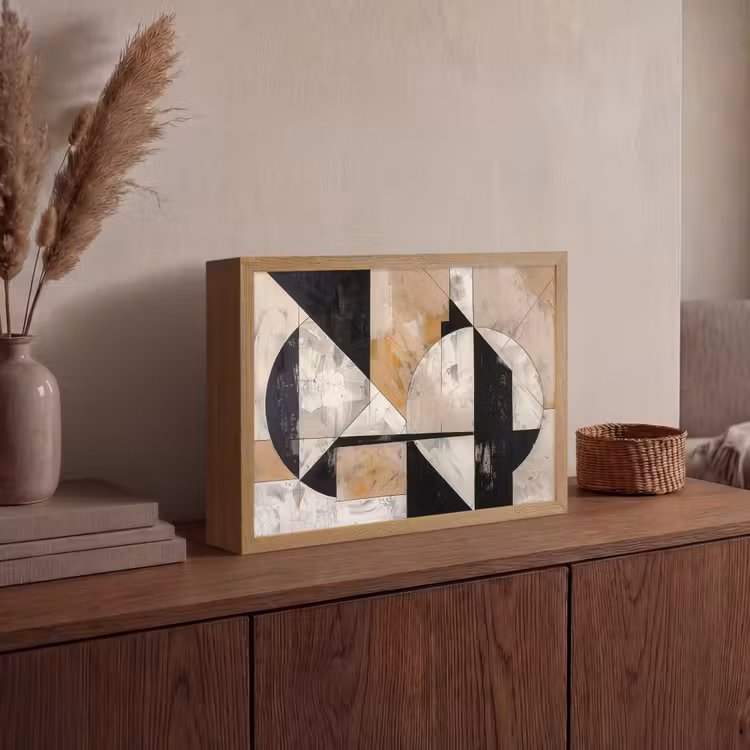 Abstract - Modern - Geometrisch - Pastel Light Box met batterij (Wandlamp) middel -sfeer2