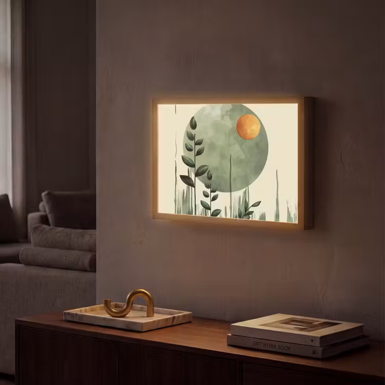 Abstract - Natuur - Kunst - Zon - Modern Light Box met batterij (Wandlamp) middel -sfeer1