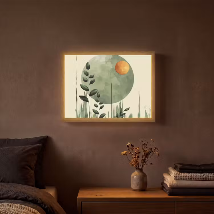 Abstract - Natuur - Kunst - Zon - Modern Light Box met batterij (Wandlamp) middel -sfeer4