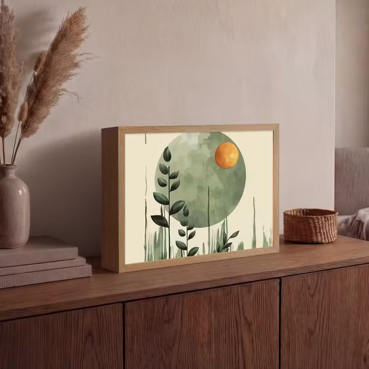 Abstract - Natuur - Kunst - Zon - Modern Light Box met batterij (Wandlamp) middel -sfeer2