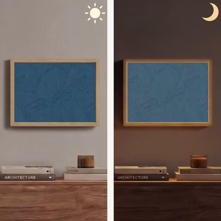 Abstract - Patroon - Donkerblauw - Elegant Light Box met batterij (Wandlamp) middel 907 -sfeer3