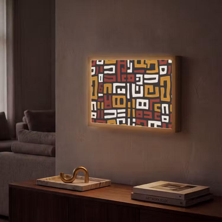 Abstract - Patroon - Rood Light Box met batterij (Wandlamp) middel -sfeer1