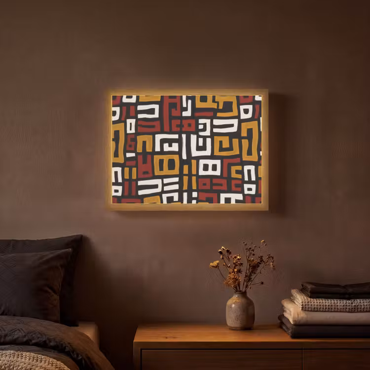 Abstract - Patroon - Rood Light Box met batterij (Wandlamp) middel -sfeer4