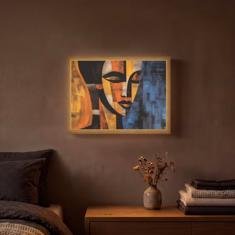 Abstract - Portret - Kleurvakken Light Box met batterij (Wandlamp) middel -sfeer4