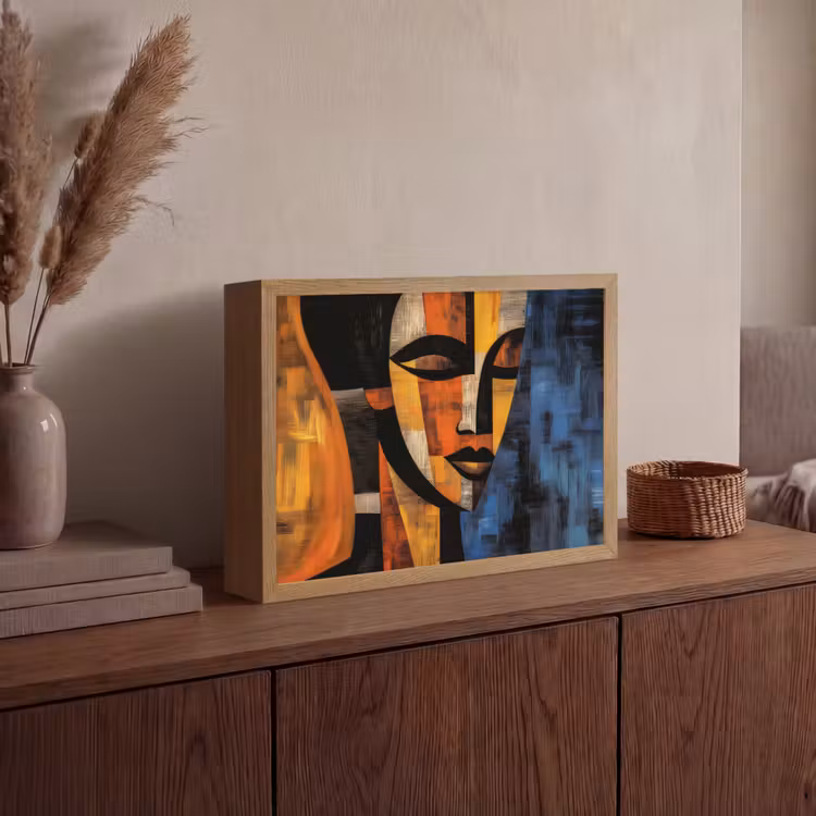 Abstract - Portret - Kleurvakken Light Box met batterij (Wandlamp) middel -sfeer2
