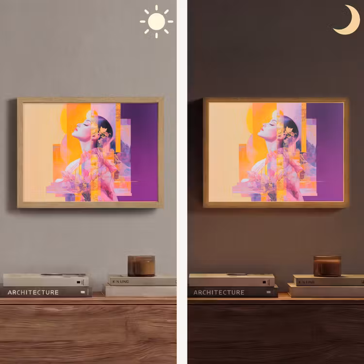 Abstract - Portret - Vrouw - Kleurrijk Light Box met batterij (Wandlamp) middel -sfeer3