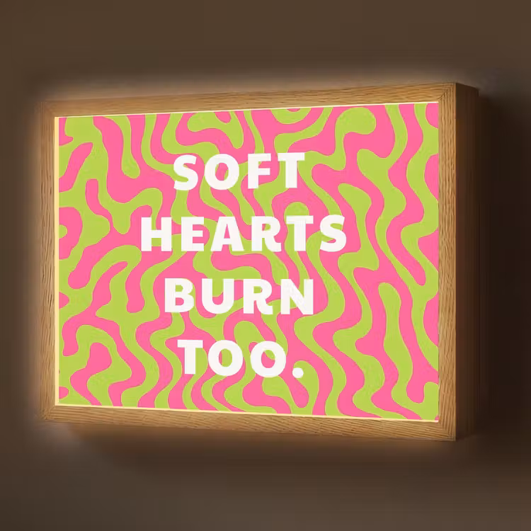 Abstract - Quote - Centraal - Roze Light Box met batterij (Wandlamp) middel -z3d_website