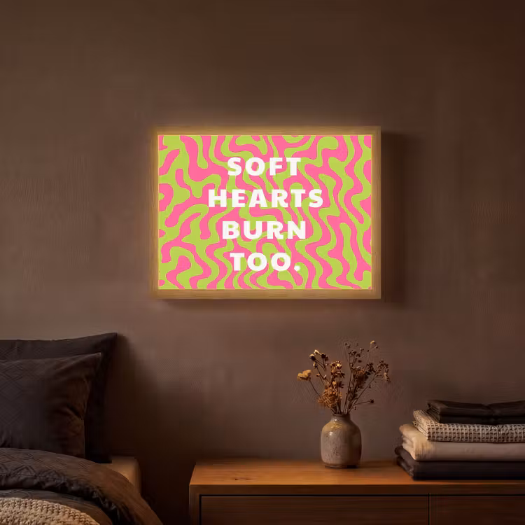 Abstract - Quote - Centraal - Roze Light Box met batterij (Wandlamp) middel -sfeer4