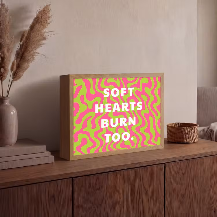 Abstract - Quote - Centraal - Roze Light Box met batterij (Wandlamp) middel -sfeer2