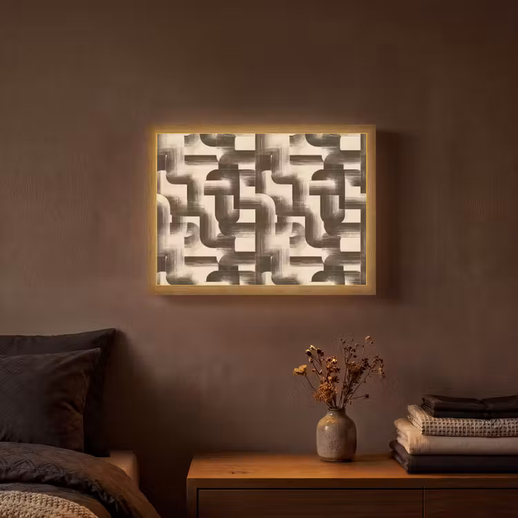 Abstract - Retro - Zwart Light Box met batterij (Wandlamp) middel 907 -sfeer4