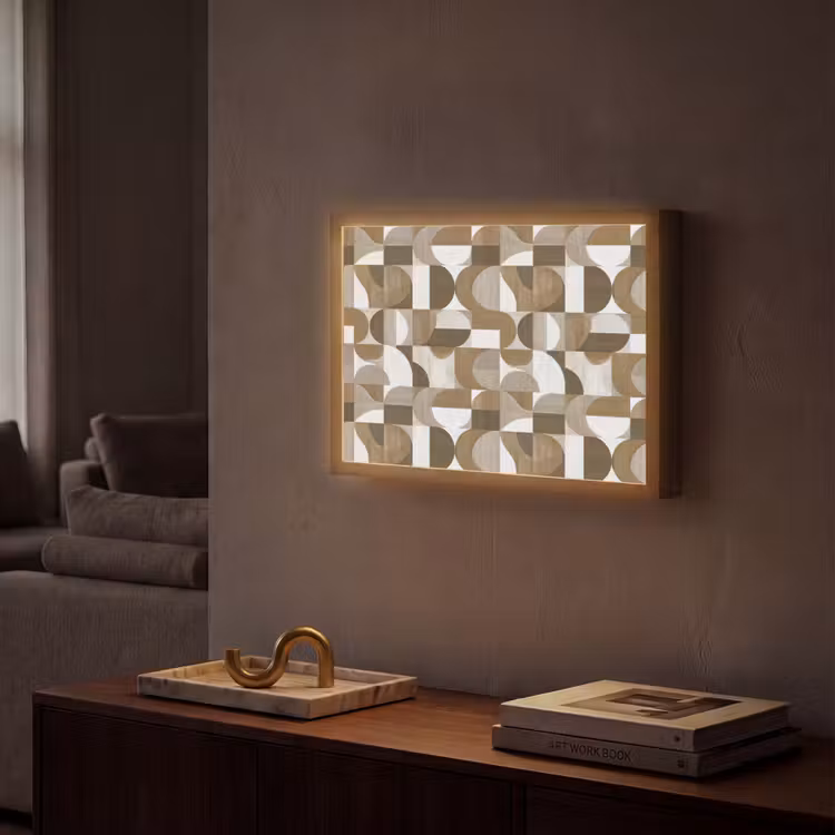 Abstract - Retro - Bruin Light Box met batterij (Wandlamp) middel 907 -sfeer1